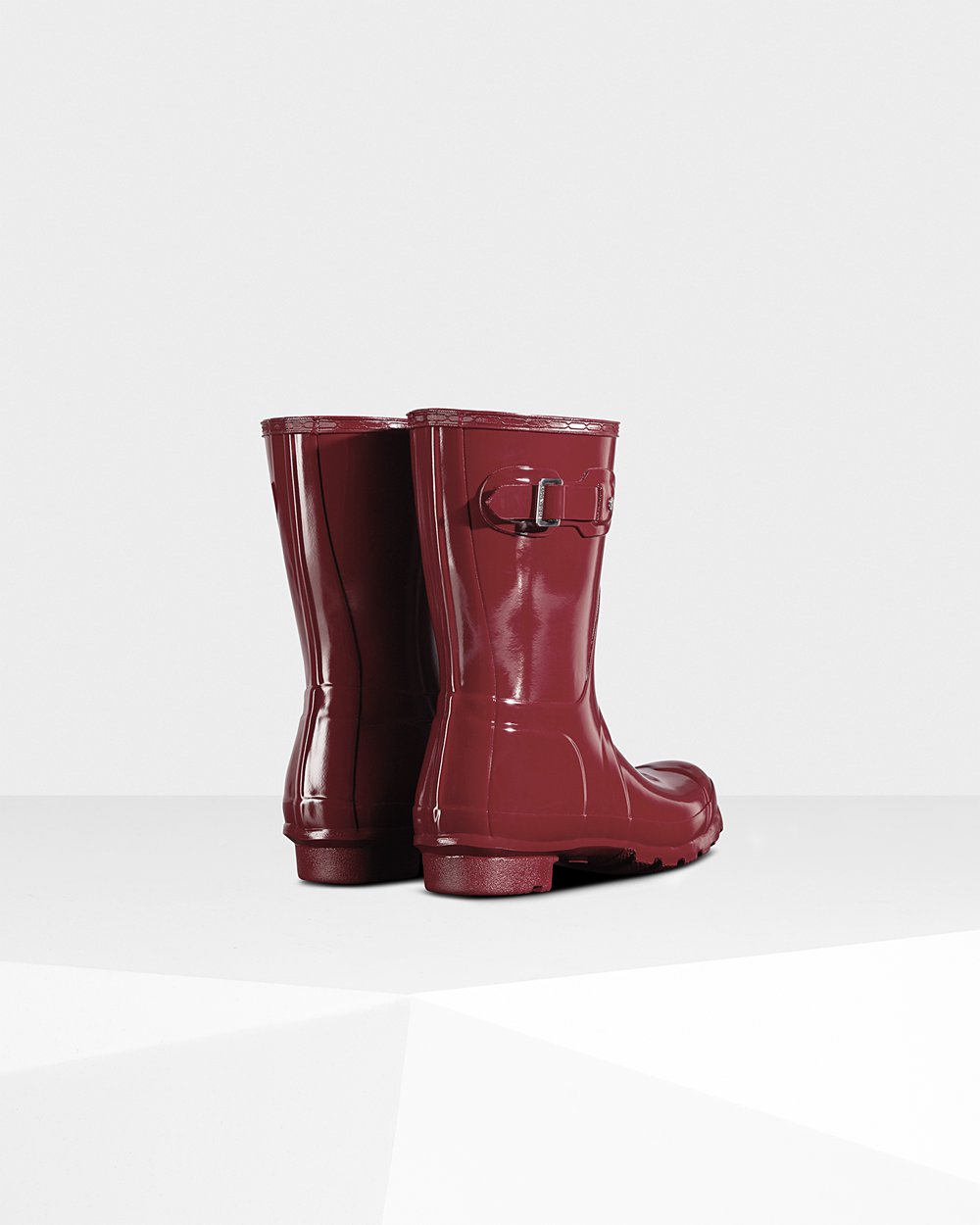 Hunter Mujer Original Gloss - Botas de Lluvia Gris Rojas - 538-XIBVWQ